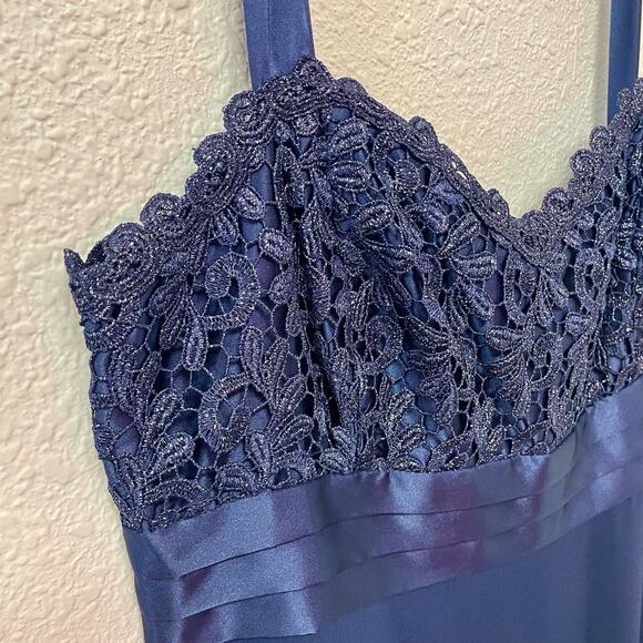 R&M Richards Long Sleeve Metallic Lace Jacket Dress STYLE# 3726 Navy Size 14 - Picture 9 of 14